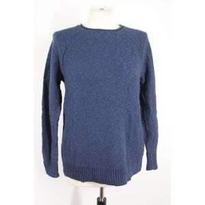 LL Bean M Navy Blue Midweight Cotton Slub Knit Rollneck Sweater 506299